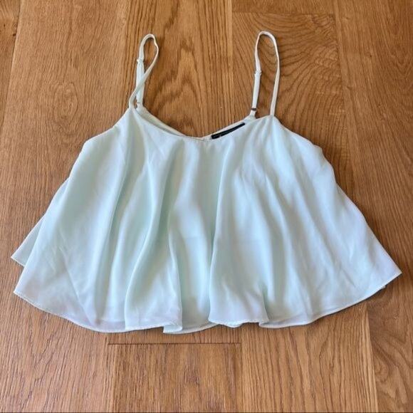 Sam Edelman Flowy Cami Crop Top in Pale Mint Green - Picture 2 of 8